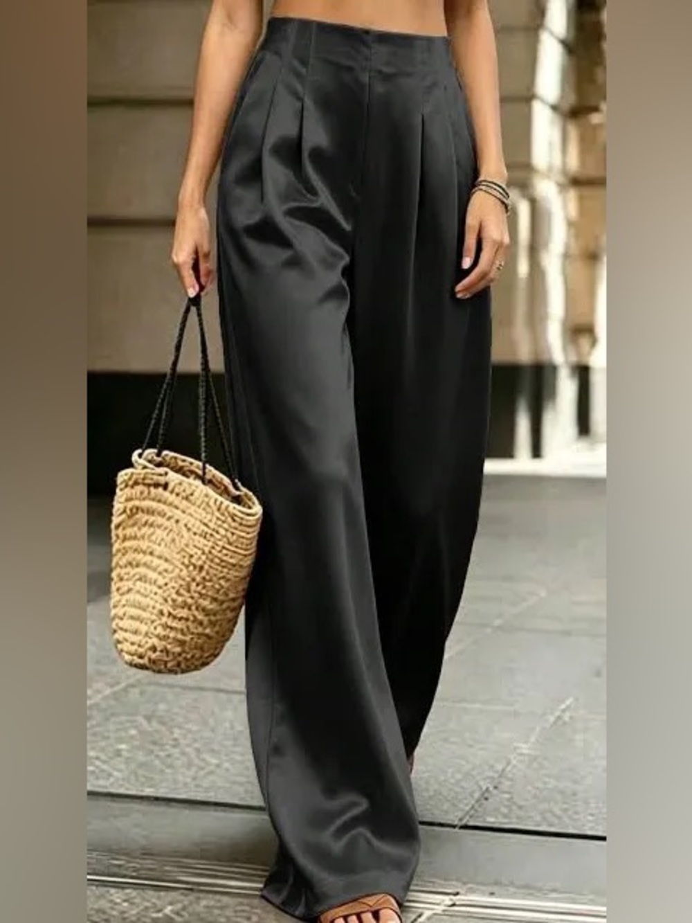 Zara satin trousers wide leg